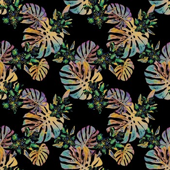 Floral seamless pattern with monstera leaves . Watercolor background. Hand painted illustration.