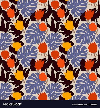 floral seamless pattern with proteas and monsteras