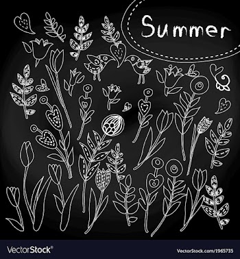 Floral set on chalkboard vector image