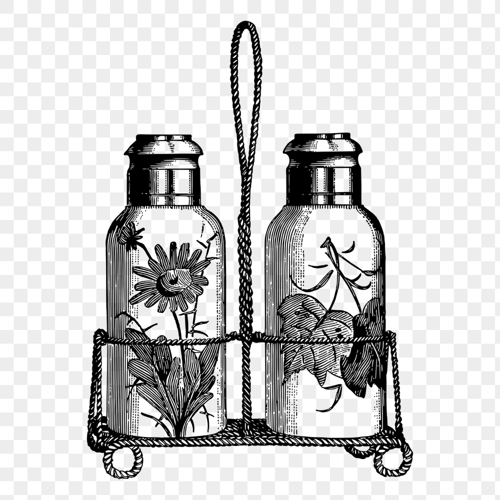 Floral spice png bottles sticker, | Free PNG - rawpixel