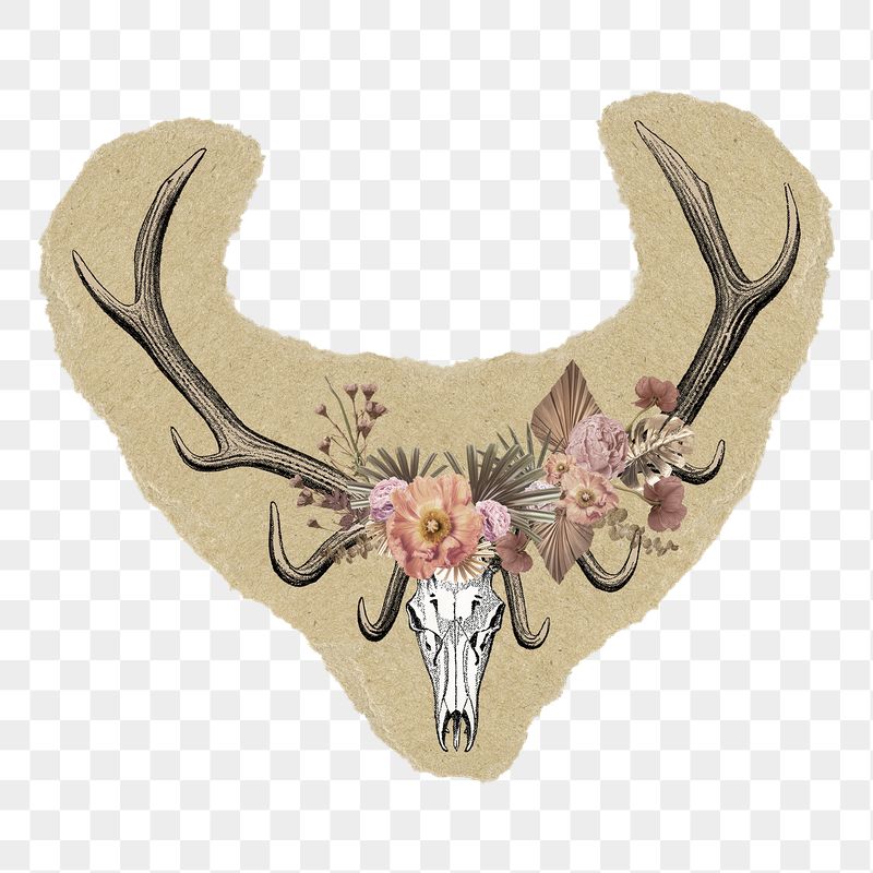 Floral stag skull png sticker, | Free PNG Illustration - rawpixel