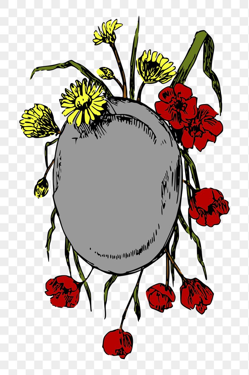 Floral stone png sticker illustration, | Free PNG - rawpixel