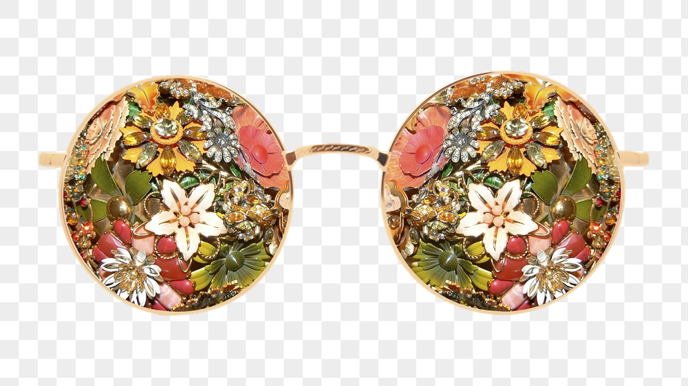 Floral sunglasses png sticker, vintage | Free PNG - rawpixel