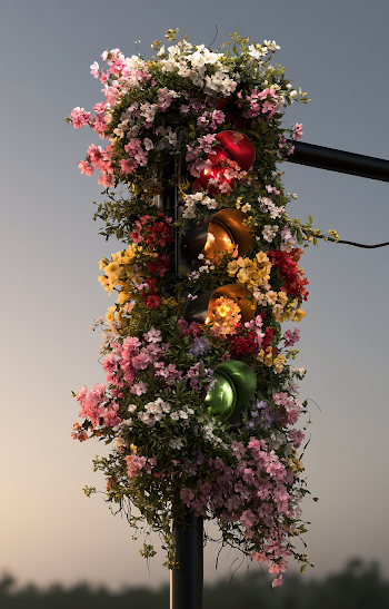 Floral Traffic Light in Nature