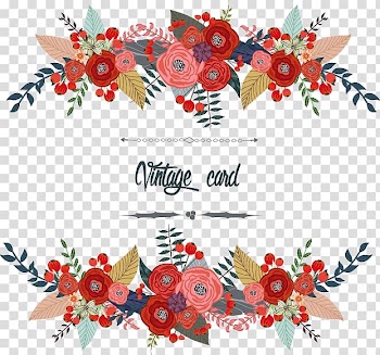 Floral Vintage Card illustration, Plant Vine, Flowers Floral border transparent background PNG clipart
