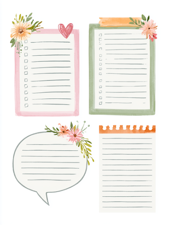 Floral Watercolor Note Pages Set