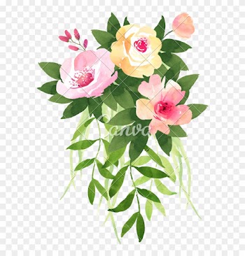 Floral Wedding Bouquet With Roses - Clipart Watercolor Florals