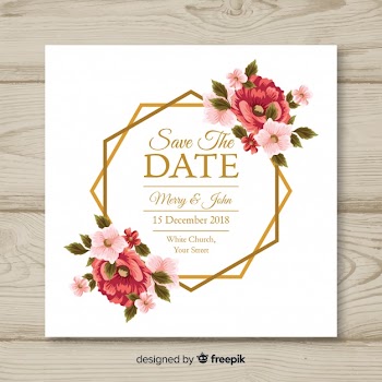 Floral wedding card template Free Vector
