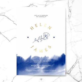 Floral wedding invitation card design vector | Free stock vector - 524407