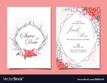 Floral wedding invitation cards set with roses vector image
