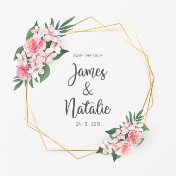 Floral wedding invitation with roses Free Vector