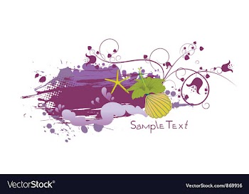Floral with grunge and sea creatures vector image