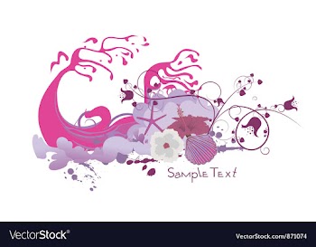 Floral with grunge and sea creatures vector image