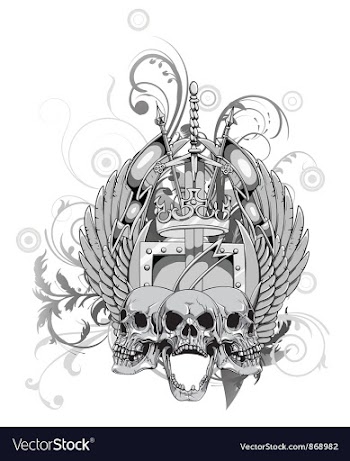Floral with skull and wings vector image