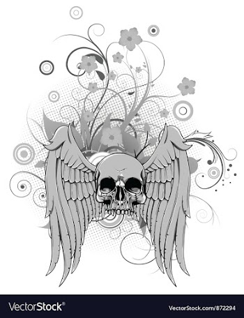 Floral with skull and wings vector image