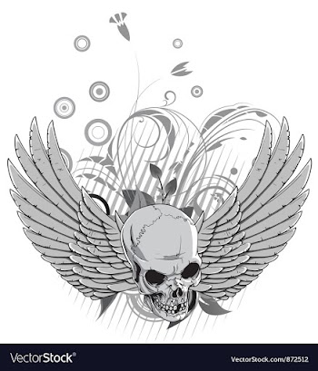 Floral with skull and wings vector image