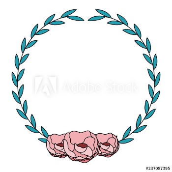 floral wreath flower decoration white background