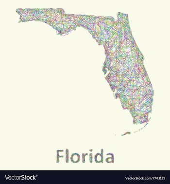Florida line art map vector image