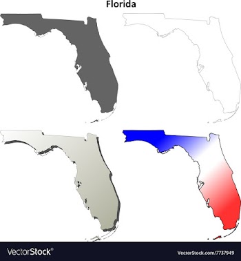 Florida outline map set vector image