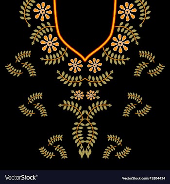 flower and leave traditional embroidered neckline