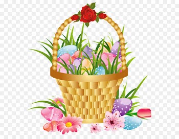 Flower Basket Clip art - Easter Basket with Eggs and Flowers PNG Picture Clipart 