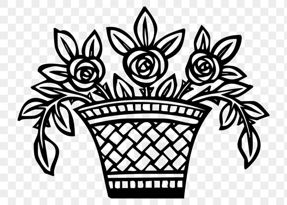Flower basket png sticker, vintage | Free PNG - rawpixel
