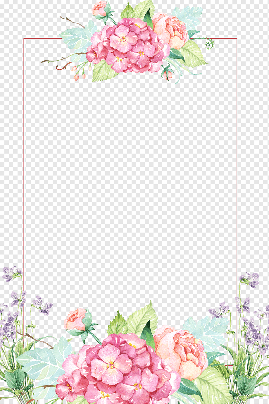 Flower, Beautiful flower borders, pink and yellow floral border, border, watercolor Painting, flower Arranging png