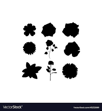 flower beauty icon set silhouette
