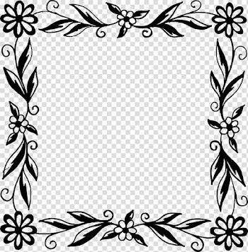 Flower Black and white Frames, flower frame transparent background PNG clipart