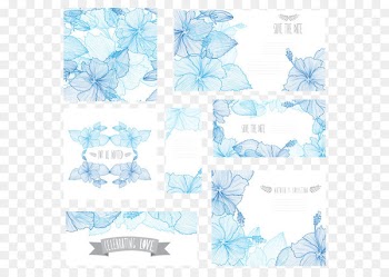 Flower Blue Euclidean vector Clip art - Vector beautiful shades of blue flowers card 