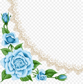Flower Blue rose Paper Clip art - teal frame 