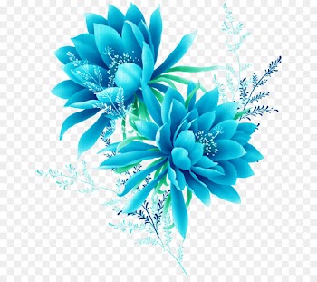 Flower, Blue, Teal, Aqua PNG