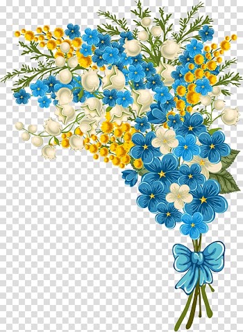 Flower bouquet Floral design Icon, Bouquet of flowers, white, blue, and yellow petaled flowers illustration transparent background PNG clipart