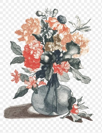 Flower bouquet in vase png sticker vintage illustration