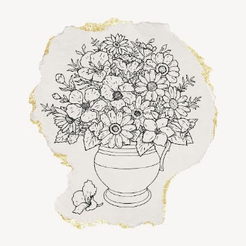 Flower bouquet vase drawing, ripped | Free PSD Illustration - rawpixel