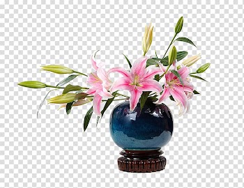 Flower bouquet Vase Floristry Skill, Pink lily flower arrangement transparent background PNG clipart