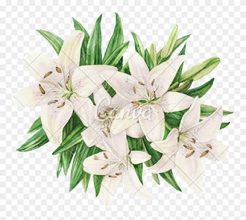 Flower Bouquet With Lily Composition For Wedding Invitation - Flower Bouquet