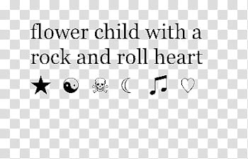 Flower child with a rock and roll heart text transparent background PNG clipart