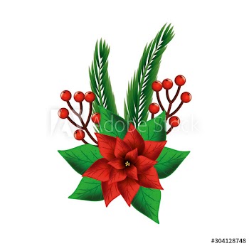 flower christmas decorative with leafs design