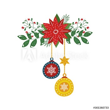 flower christmas with balls decorative hanging design