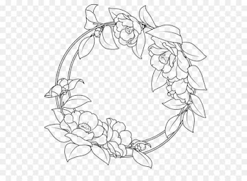 Flower Clip art - Camellia round border vector artwork 