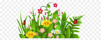 Flower Clip art - Cute Grass and Flowers PNG Clipart 