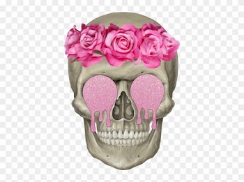 Flower Crown Glitter Pastel Grunge Pink Skull Transparency - Skull With Graduation Cap