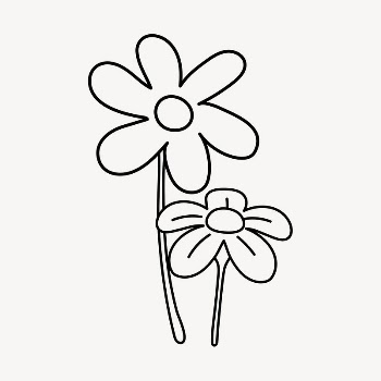 Flower doodle clipart, cute black | Free PSD Illustration - rawpixel
