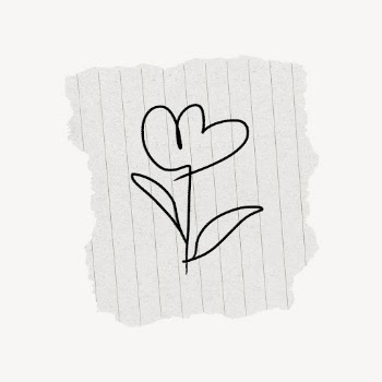 Flower doodle clipart, ripped paper | Free PSD - rawpixel