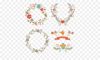 Flower Easter Wreath Clip art - Floral decorations; Easter motifs 