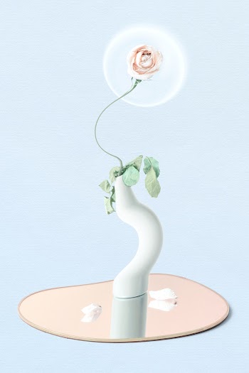 Flower element, pastel pink rose in vase… | Free stock illustration | High Resolution graphic