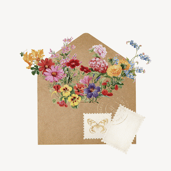 Flower envelope, botanical illustration collage | Free Photo - rawpixel