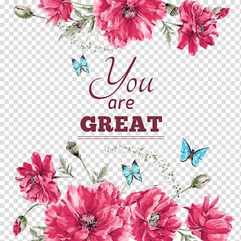 Flower Euclidean Illustration, Pink flowers, You Are Great logo transparent background PNG clipart