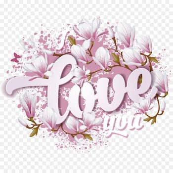 Flower Euclidean vector Floral design - Magnolia flower decoration I love you WordArt 